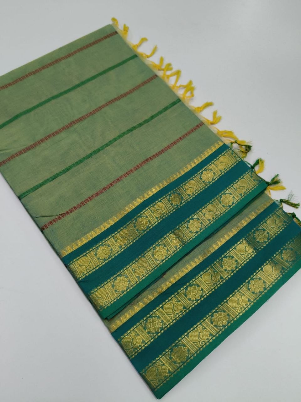 Cherry Red Kanchi Cotton Saree with Zari Border